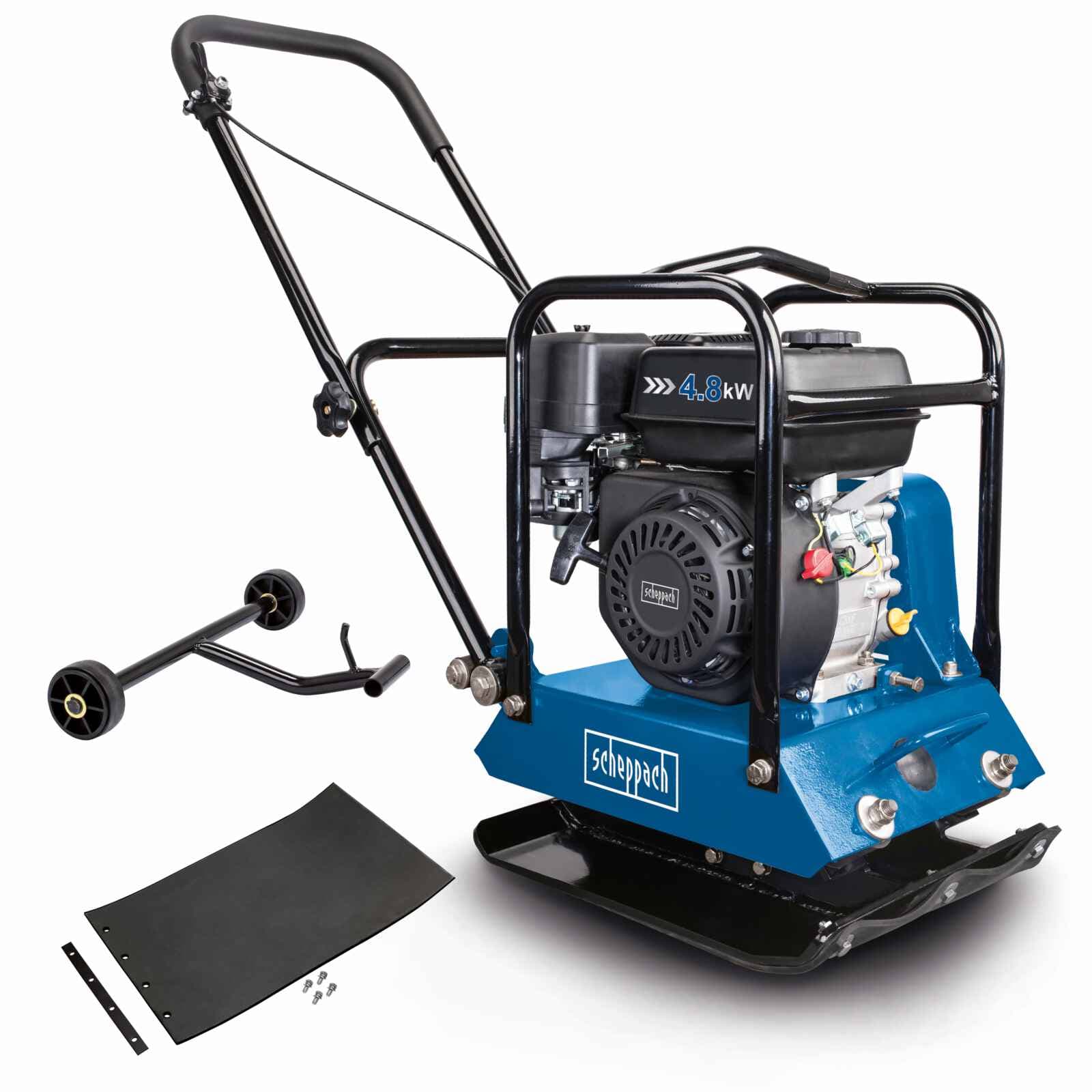 Placa Compactadora 6.5HP 15kN Scheppach - Compactadora de Tierra a Gasolina - Vista lateral