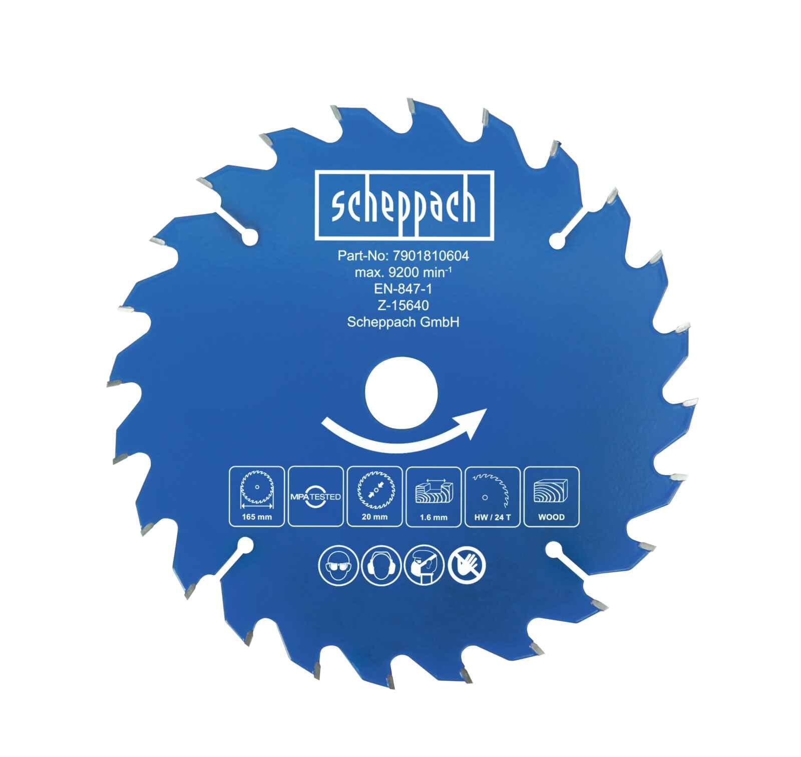 Disco Sierra Circular 6-1/2"" 24 Dientes Madera Scheppach - Vista lateral