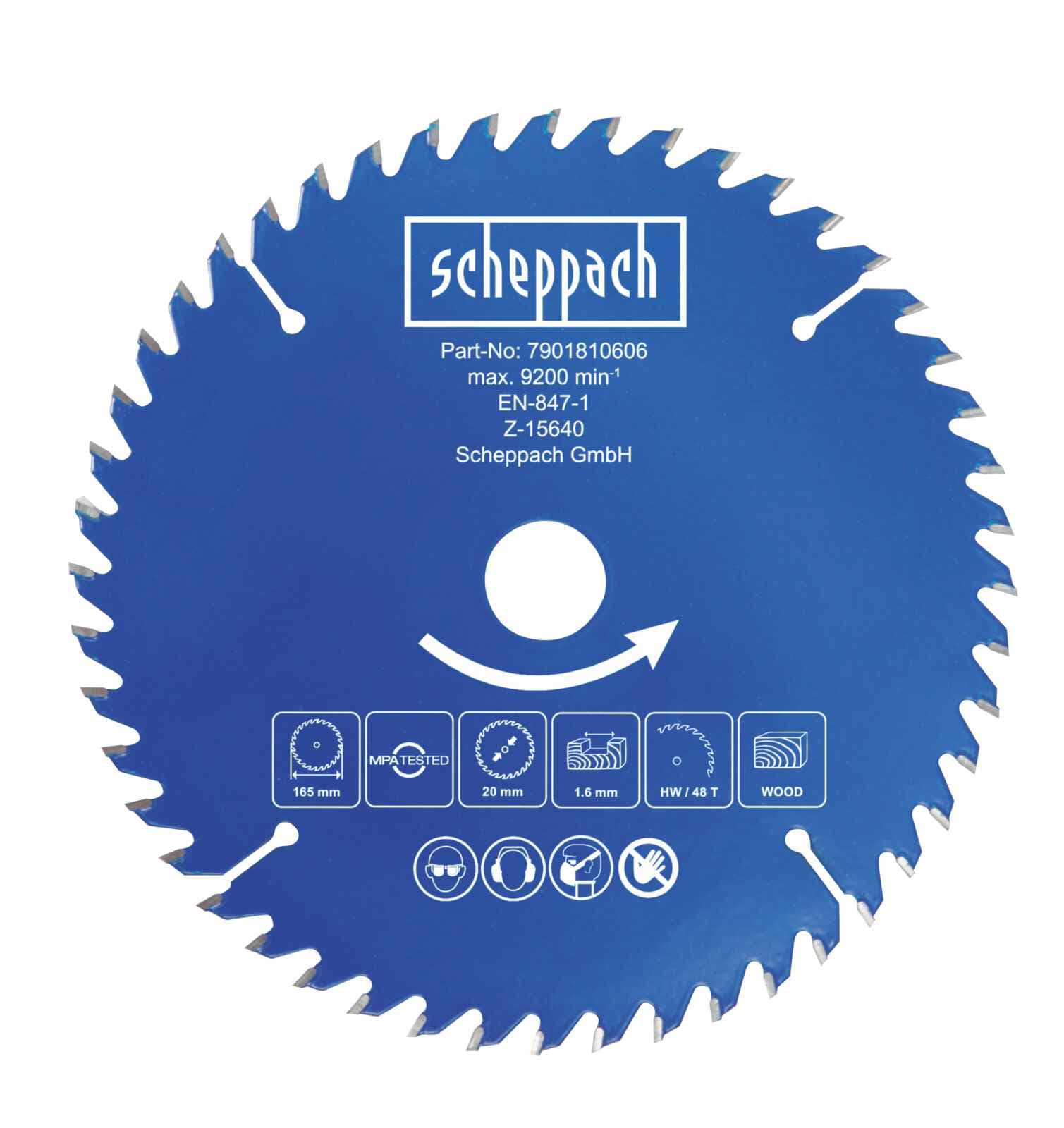 Disco Sierra Circular 6 1/2" 48 Dientes para Madera Scheppach - Vista lateral