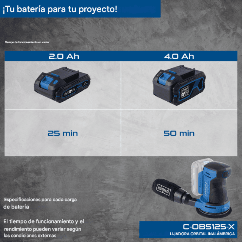 Lijadora Roto Orbital Inalámbrica 5" 20V Scheppach - Vista 8