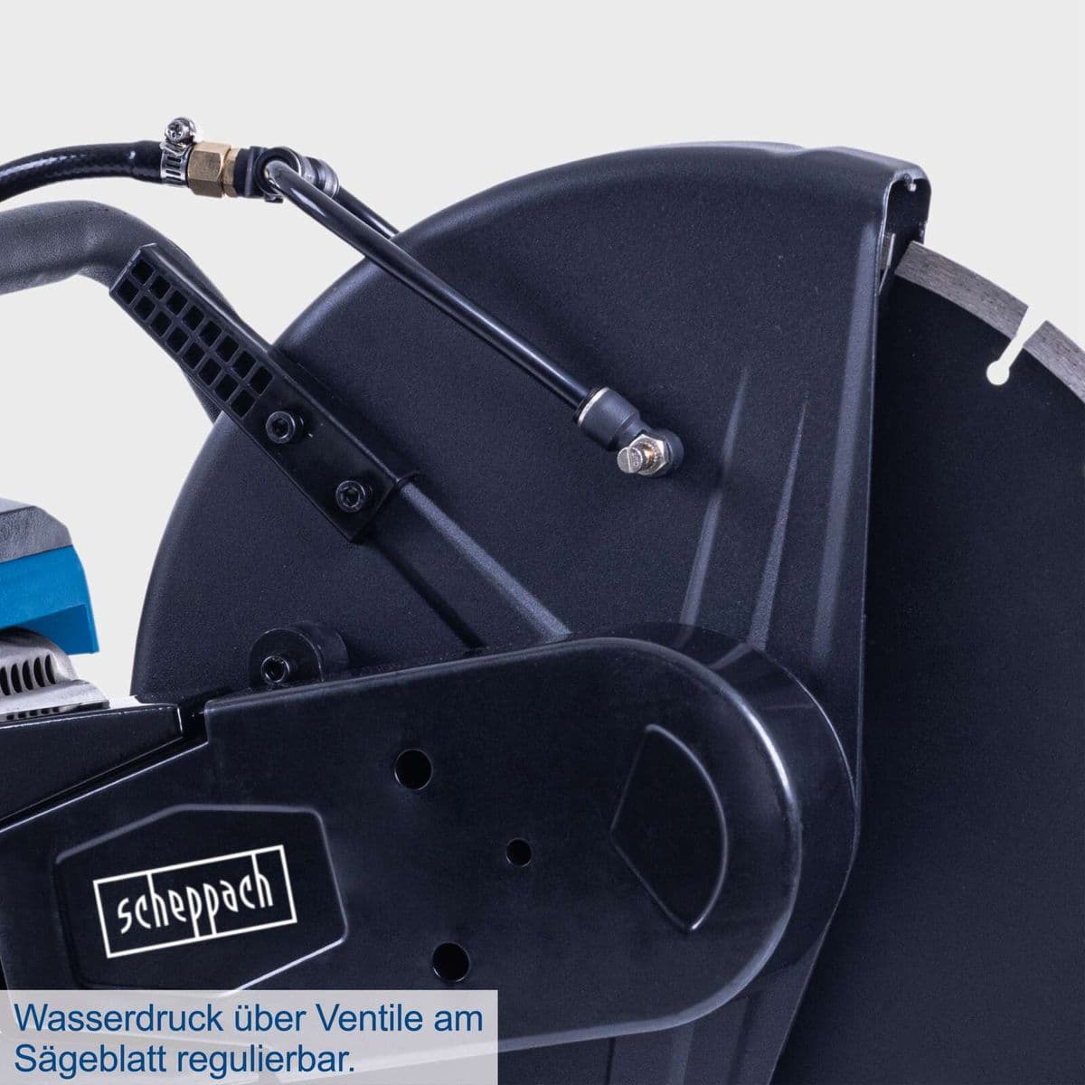 Cortadora de Hormigón a Gasolina PTS400 Scheppach - 3,95HP | Disco Diamantado 350mm | Profundidad de Corte 120mm | Motor 2 Tiempos | Incluye Filtro de Aire de Repuesto - Vista accesorios