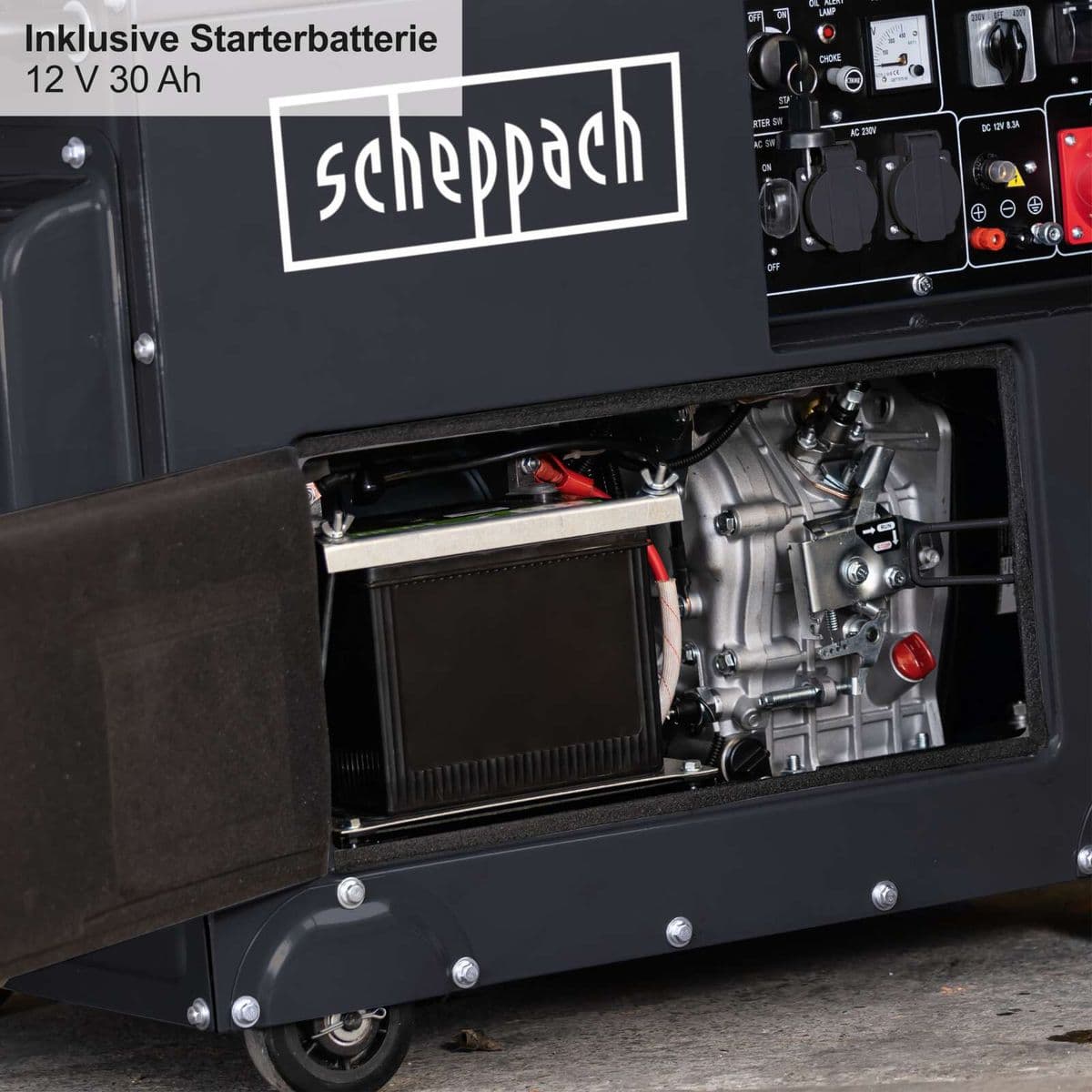 Generador Diésel 5000W Scheppach Black Edition - Trifásico y Monofásico, Arranque Eléctrico - Vista 12