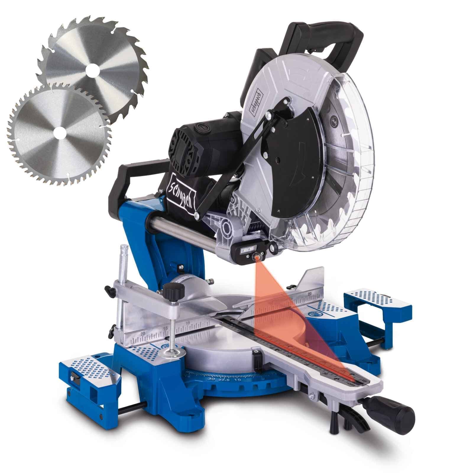 Ingleteadora Telescópica Dual 12" 2000W Scheppach - Zero Clearance, 2 Discos