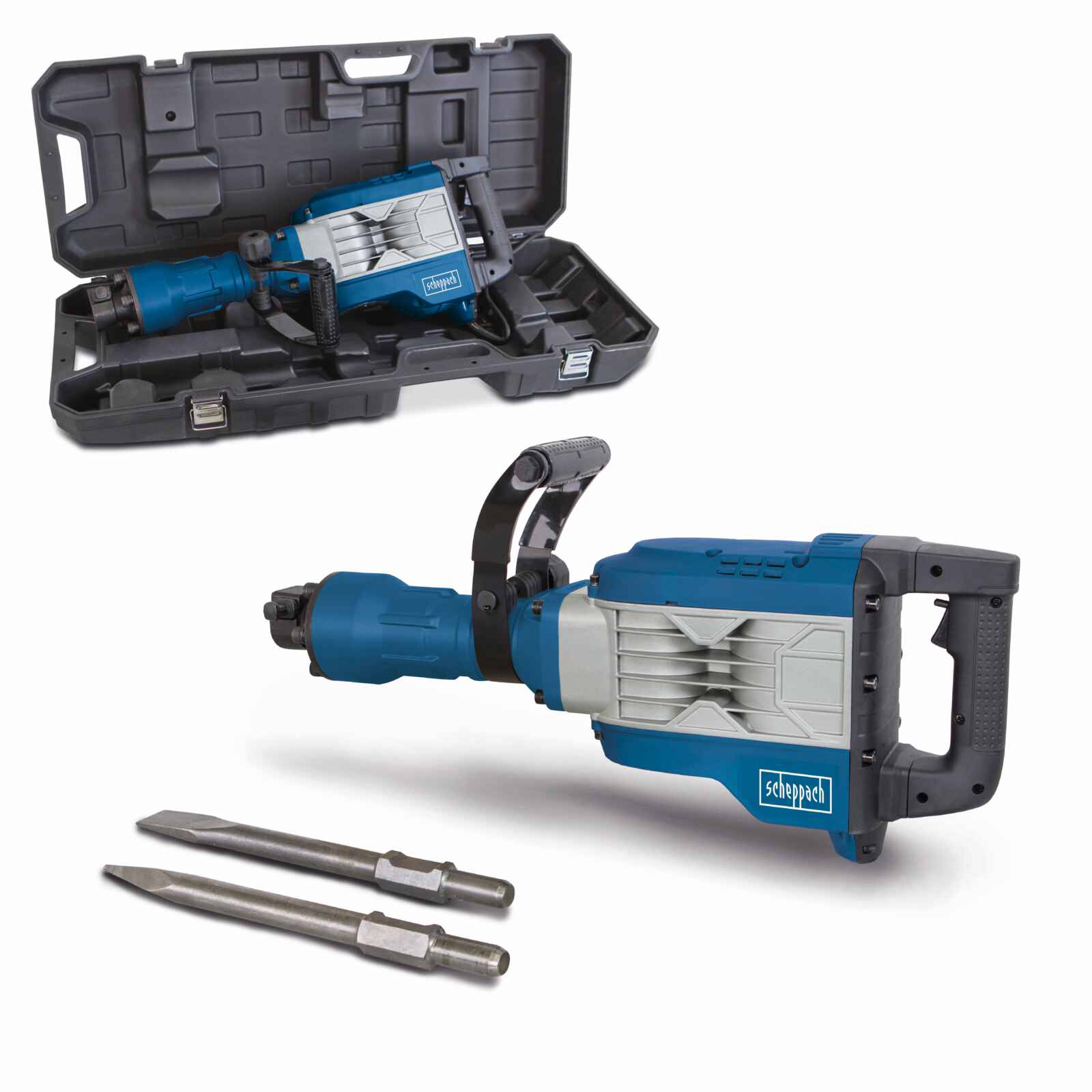 Martillo Demoledor 1900W 60J Scheppach - Kango Eléctrico + 2 Cinceles