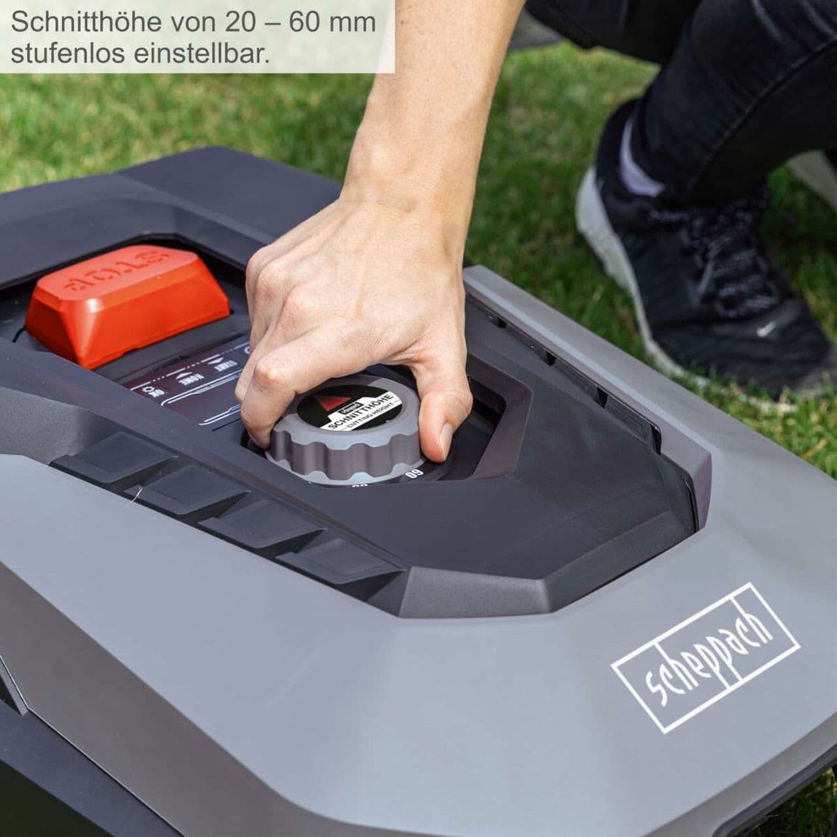 Robot Corta Pasto Cortacésped Scheppach 900m² - WiFi, Altura Regulable - Vista 8