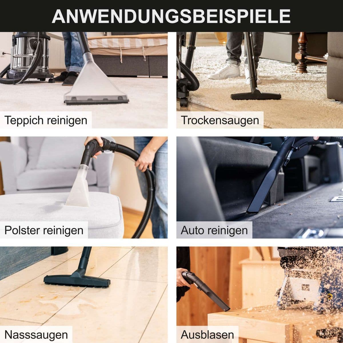 Aspiradora Lava-Alfombras 5 en 1 CUC20-BE Scheppach Black Edition - 1600W - Vista detalle